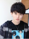サイドパートショート コンパクトマッシュ 黒髪 ビジカジ