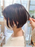大人かわいい小顔丸みのあるショートボブ 20代30代40代