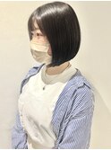 20代30代小顔ヘア大人可愛い前下がりショートボブグレーベージュ