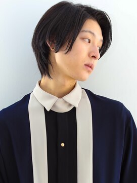 ガリカ 両国(Gallica) モテ髪ミディアムウルフ/黒髮七三かきあげヘア