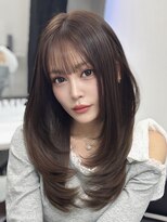 ロムーク 表参道(LOMKH)&nbsp;ロングレイヤーカット顔周りシールエクステ秋ヘーゼルグレージュ