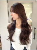 秋ブラウン韓国ロング顔周りレイヤーカット【横浜】