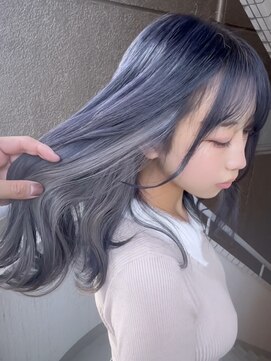 イエナ 渋谷(IENA) ダークネイビー　インナーカラー　デザインカラー