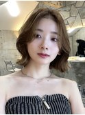 韓国ヘアグレージュカラーブリーチ無し髪質改善イヤリングカラー