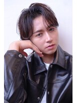 ハバナ 渋谷(HAVANA)&nbsp;メンズ波巻きセンターパート韓国風黒髪ツーブロックマッシュ