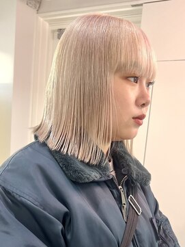 デート 下北沢(DATE) 下北沢ミルクティーホワイトブロンド切りっぱなしミディアム◆