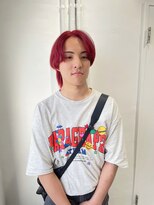 ミュー(Mu)&nbsp;赤　ブリーチカラー　メンズハイトーン