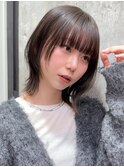ボブ　レイヤーフェイスレイヤー　暖色カラー 