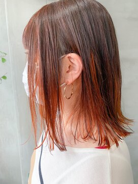 テトヘアー(teto hair) 外ハネボブ、スリークボブ、オレンジインナーカラー