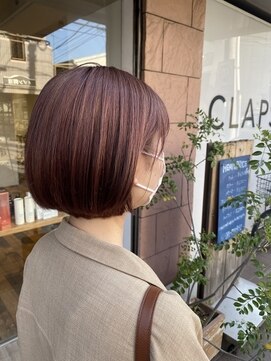 ショートボブのピンク系カラー L クラップス 杉田店 Claps のヘアカタログ ホットペッパービューティー