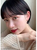 透明感暗髪×束感ショート×シースルーバング×フレンチガーリー