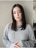 ミディアムロング顔周りレイヤーおくれ毛前髪万代新潟