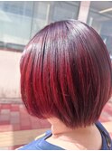 刈り上げマッシュショート×夏のトレンドチェリーレッドカラー