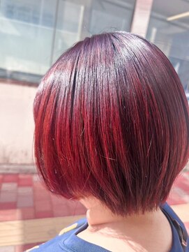 ミシェリー 新宿店(misherry) 刈り上げマッシュショート×夏のトレンドチェリーレッドカラー