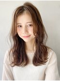 くびれヘアアプリコットオレンジ夏ヘアハイライトカラー