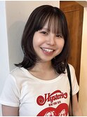 ミディアムレイヤー インナーカラー ショコラブラウン 暗髪 ボブ