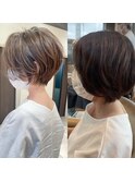 ボブ髪型前髪あり前髪なし面長/30代/40代/50代ショート【荒砂】