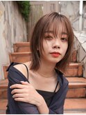ミディアムレイヤーカットボブウルフ/10代20代/インナーカラー