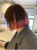 デザインカラーコントラストハイライト切りっぱなしボブ