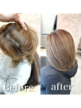 白髪ぼかし(ボブ)白髪キレイにマイナス10歳