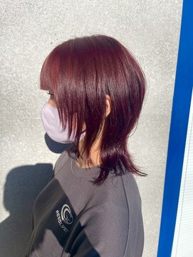 ミーツ バイ カシェート 武蔵藤沢店(meets by cachette) ウルフカット×ボルドーチェリー