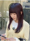 〇バーガンディチェリーレッド艶髪カラーレイヤーカット