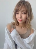 小顔前下がり外ハネボブアッシュベージュ☆