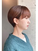 耳掛けマッシュショート_くびれヘアアプリコットオレンジ