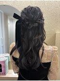 編み込みハーフアップ
