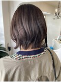 暗め艶髪アッシュブラウン地毛風カラー小顔ラインウルフボブ