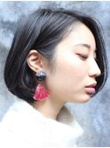 河原町前下がりボブ 切りっぱなしボブ ショートボブ20代30代