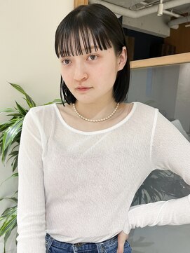 ラミエ バイ メルト 吉祥寺(lamie by melt) 久保田)ワイドバング秋カラーぷつっとボブ透け感カラー