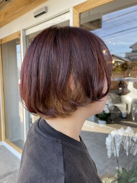 ノットドットビー(KNOT.B) フレンチボブ/インナーカラー/レッドブラウン