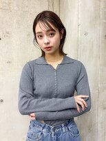 ラロ(raro)&nbsp;韓国レイヤーミディ顔まわりカットブラウンベージュ