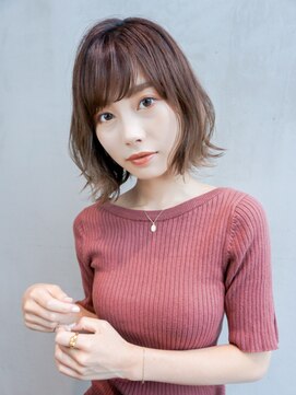 アルバム 銀座(ALBUM GINZA) ラフボブ_セシルカットココアブラウンフリンジウェーブ_37748