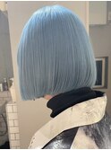 55ネオンカラーターコイズブルーインディゴハイトーンカラーボブ