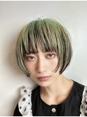 逆インナー/デザインカラー/前下がりボブ/10代20代30代
