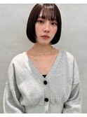 ボブくびレイヤーエモージュ前髪ミディアム小顔カット