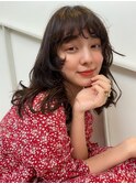△大人可愛い癖毛風ウルフパーマレイヤーパーマベージュカラー