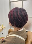 ピンクヘアマニキュアで白髪ぼかし
