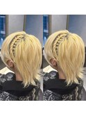 編み込み無造作ヘア