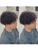 センターパートツイストスパイラルパーマ