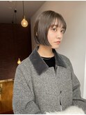 ブリーチなし秋色カラーオリーブカラーミニボブ
