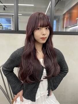 ニコ トウキョウ 渋谷(nico TOKYO) ダブルカラーチェリーレッドピンクブラウン韓国レイヤーロング