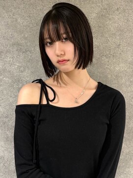 キャパ セントラル 天神 大名店(CAPA central) 切りっぱなしボブ 黒髪 顔周りカット 前髪カット 髪質改善