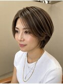 【PALIO桑田】30代40代人気小顔ショート白髪ぼかしハイライト