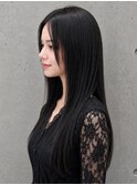 ロング ナチュラルストレート ロングレイヤー 黒髪