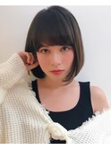 【縮毛矯正・ストレー ト 丸みショート 無造作カール】