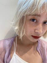 切りっぱなしロングボブ透明感[表参道/表参道駅]
