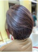 レイヤーカット/ミディアム/40代50代/小顔/ブラウン/前上がり